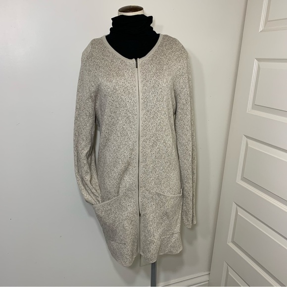 Nicole Miller Minimalist Neutral Tan Cotton Blend Zippered Cardigan Sweater XL - Picture 13 of 13